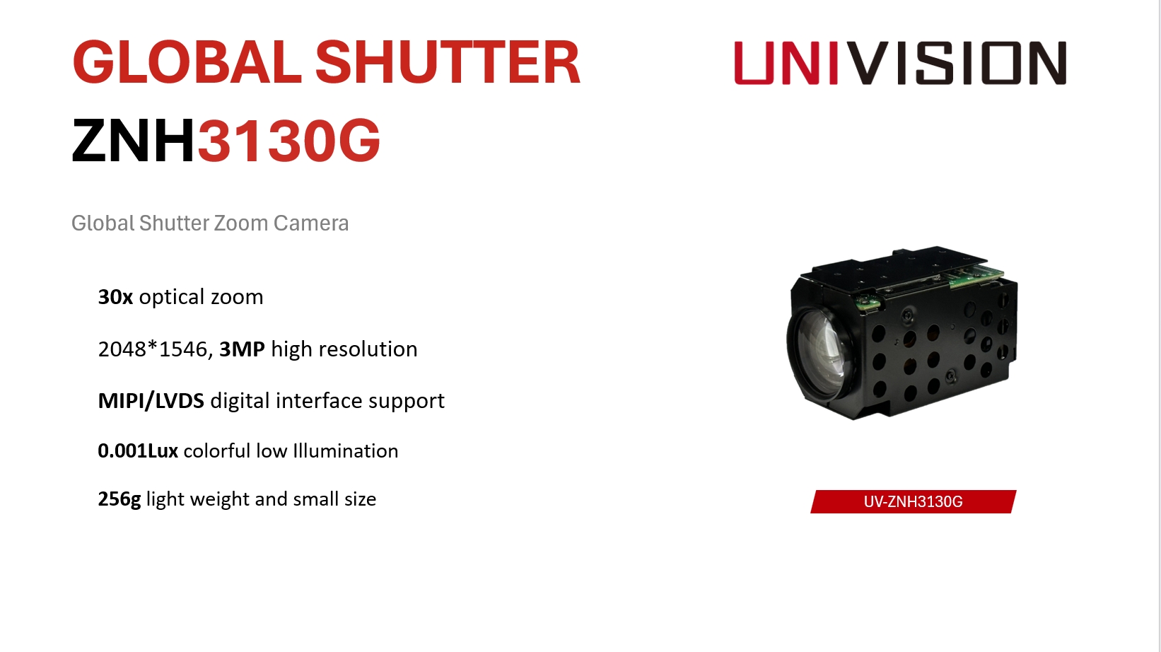 UV-ZNH3130G 全局快门 30 倍变焦相机